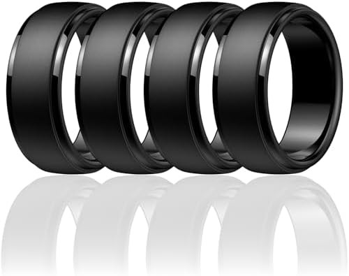 Egnaro Men's Silicone Rings: Classic Black Style Rubber Wedding ring - Hypoallergenic for Gym/Out... | Amazon (US)