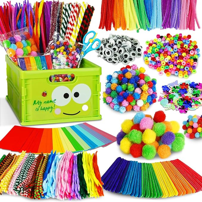 FUNZBO Christmas Arts and Crafts Supplies for Kids - Craft Kits with Pipe Cleaners, Popsicle Stic... | Amazon (US)