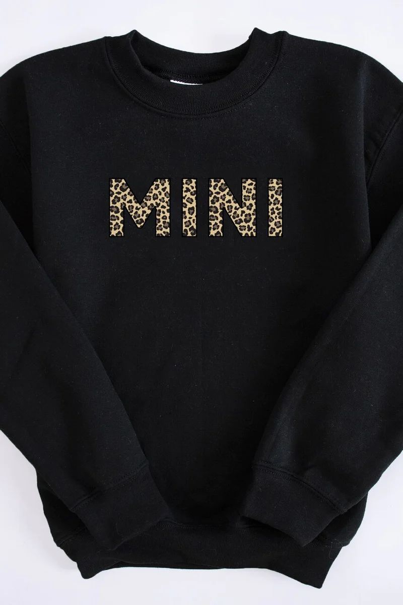 Mini Animal Print Kids Sweatshirt Black | The Pink Lily Boutique