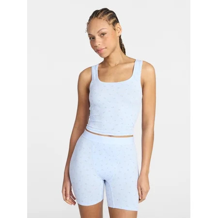 No Boundaries Cotton Stretch Ribbed Cropped Tank Top, Women's XS-3XL | Walmart (US)