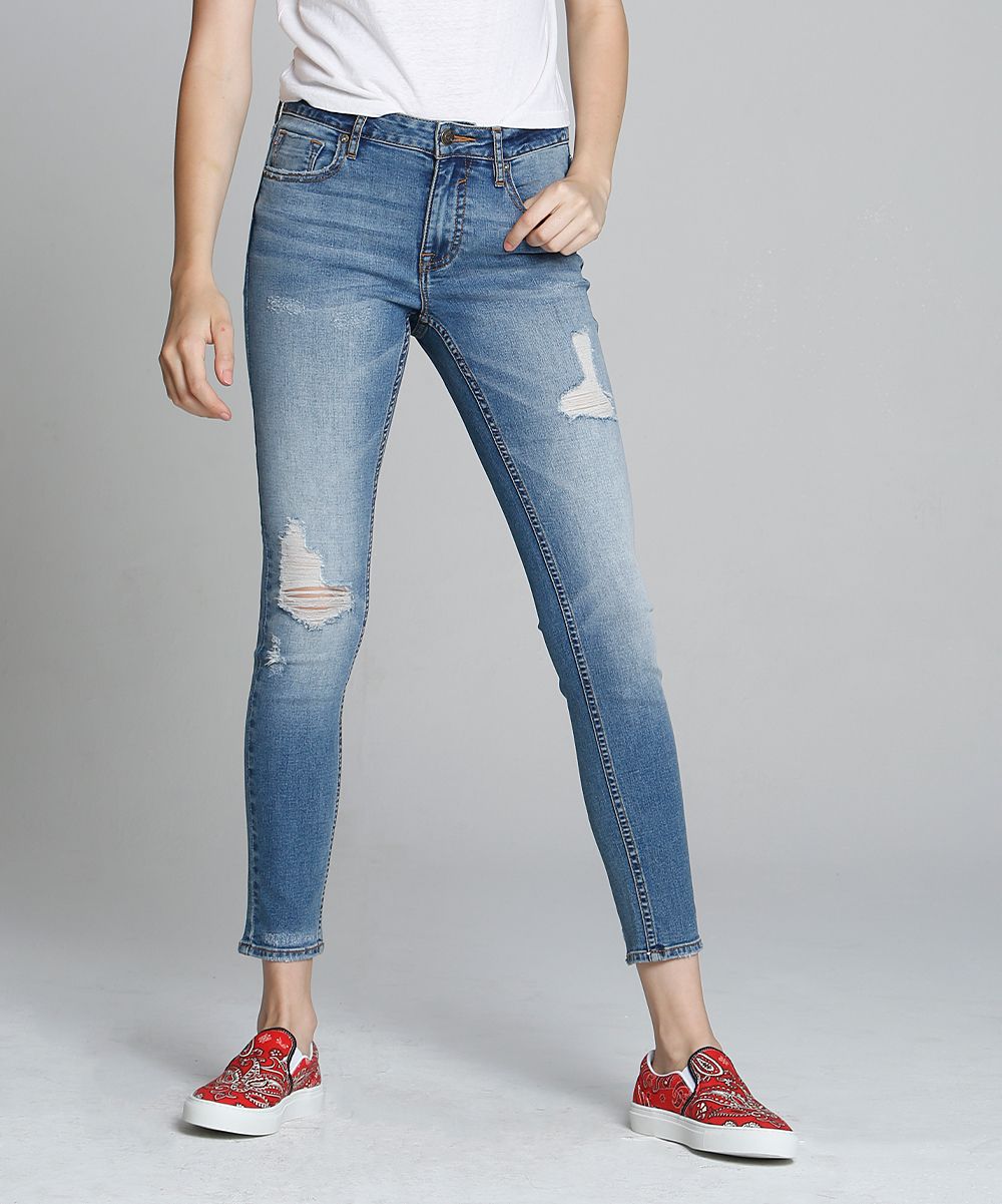 Medium Wash Marley Distressed Skinny Jeans - Women & Plus | Zulily
