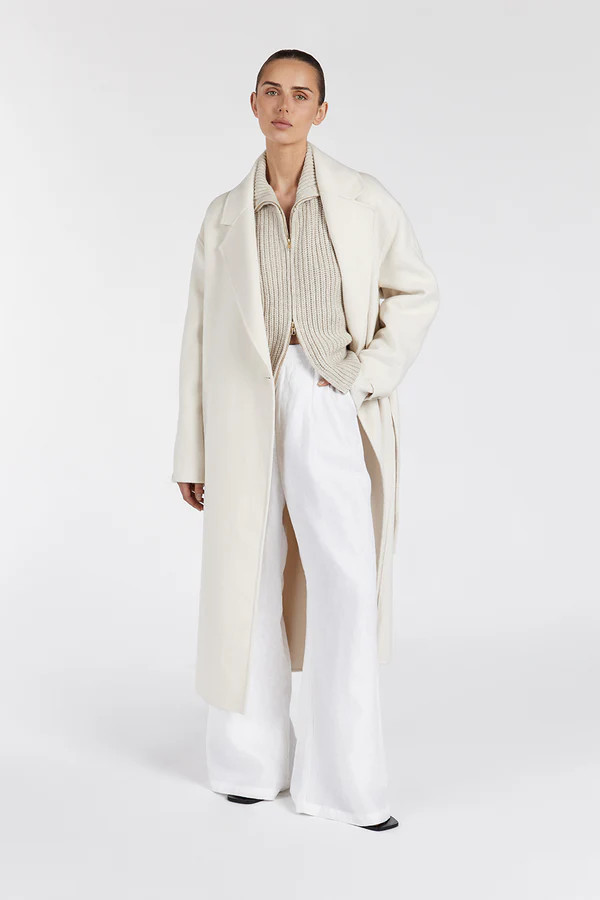 MILES CREAM WOOL WRAP COAT | DISSH