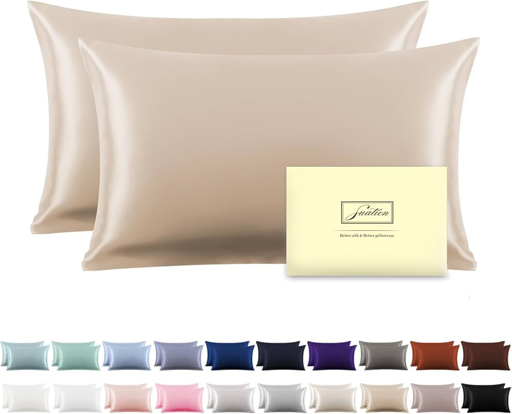 Silk Pillowcase for Hair and Skin,Soft,Breathable and Sliky 100% Standard Size Pillow Cases Set o... | Amazon (US)