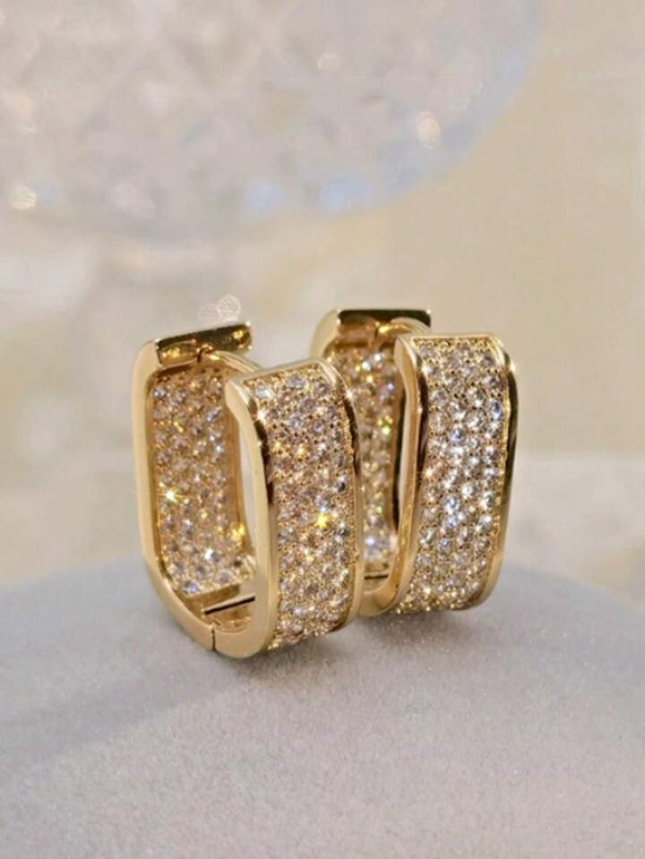 1 Pair Simple Teardrop Hoop Earrings, Thick Gold Teardrop Earrings, U Shape Earrings, Oval Hoop E... | SHEIN