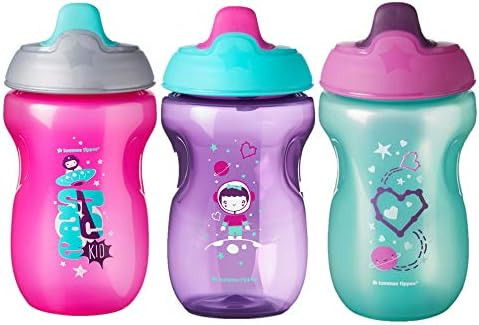 Tommee Tippee Non-Spill Toddler Sippee Cup, 9+ Months, 10 Oz, 3 Count, Girl, Pink/Purple/Green | Amazon (US)