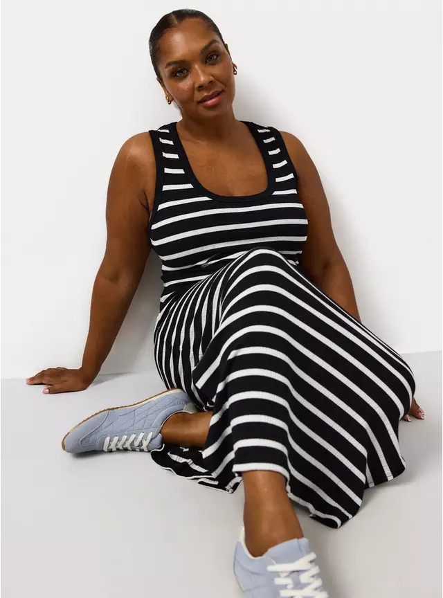 Buy Black Stripe Print Jersey Midi Dress 8 | Midi | Tu | Tu Clothing