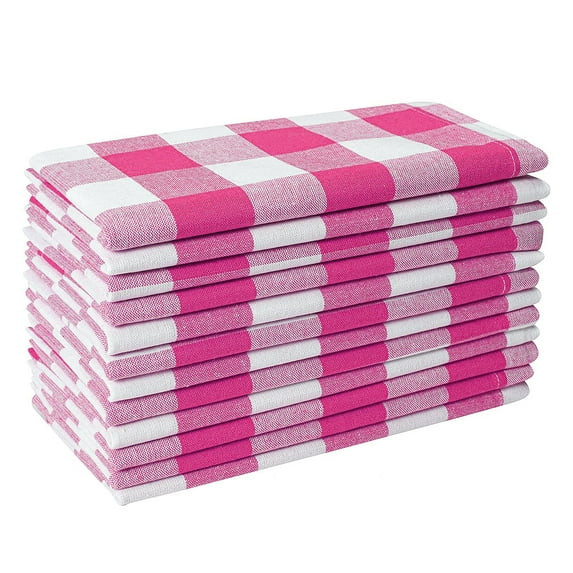 GFI LINEN CLUBS  Cotton Gingham Check Dinner Napkins – 18x18 Inch Set of 12, Pink & White, Pre-... | Walmart (US)