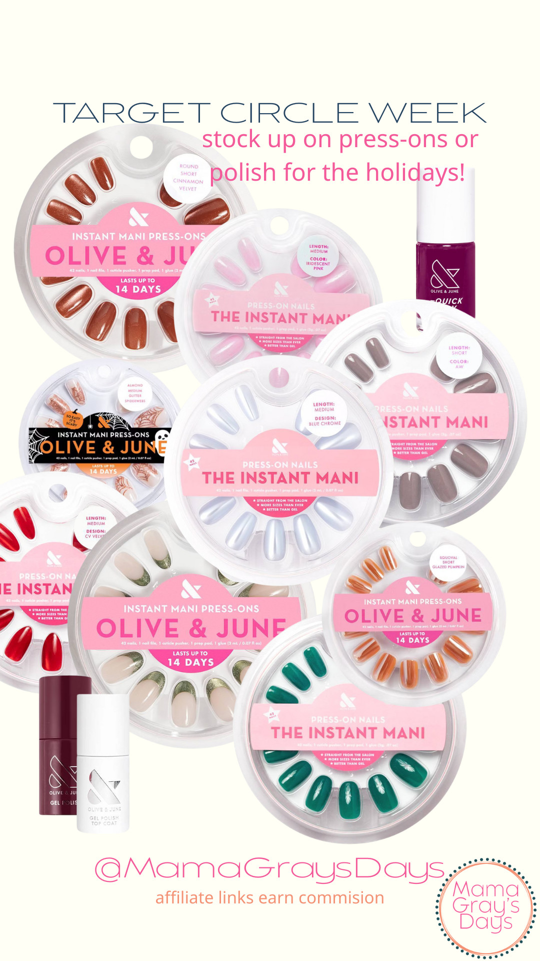 stock up on press-ons or polish for the holidays! Olive & June (my favorite brand ever) are 40% off TODAY ONLY! 

 #LTKSeasonal #LTKSaleAlert #LTKBeauty