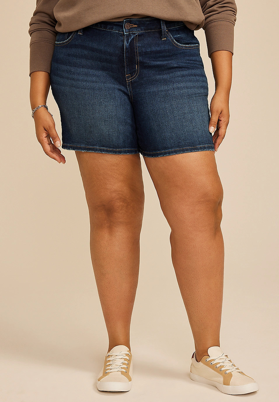 Plus Size m jeans by maurices™ Classic Mid Rise Slit Hem 6in Short | Maurices