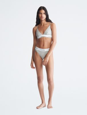 Modern Cotton Unlined Triangle Bralette + Thong | Calvin Klein | Calvin Klein (US)
