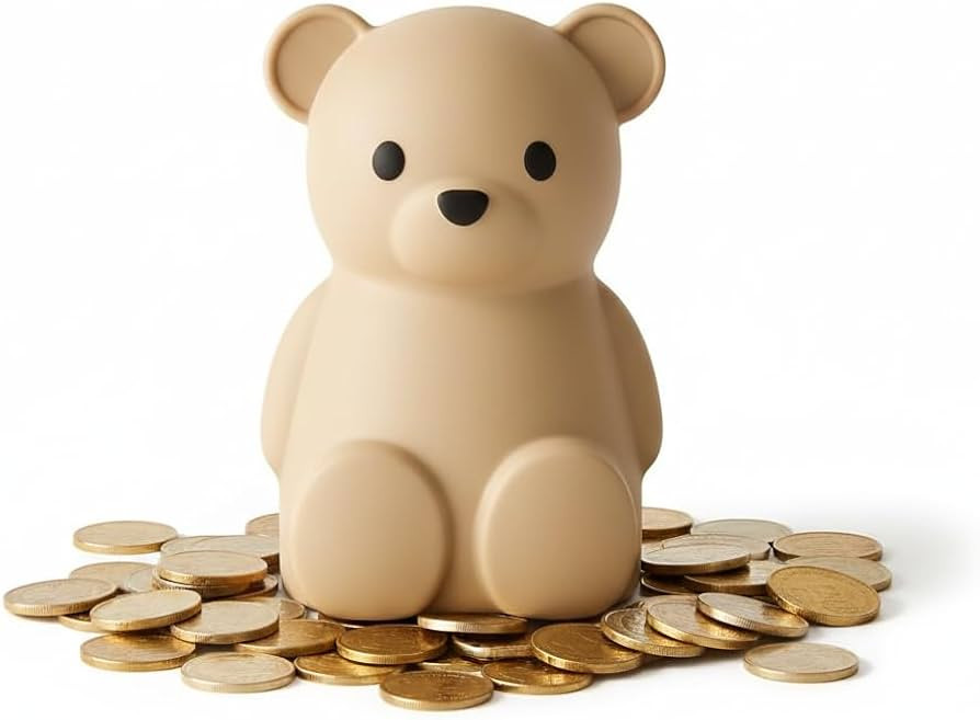 Neutral Silicone Teddy Bear Coin Bank for Kids, Baby, and Toddler. Unbreakable Piggy Bank for Kid... | Amazon (US)