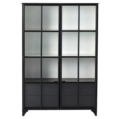 Corden Modern Classic 2 Glass Door 4 Drawer Display Case | Kathy Kuo Home