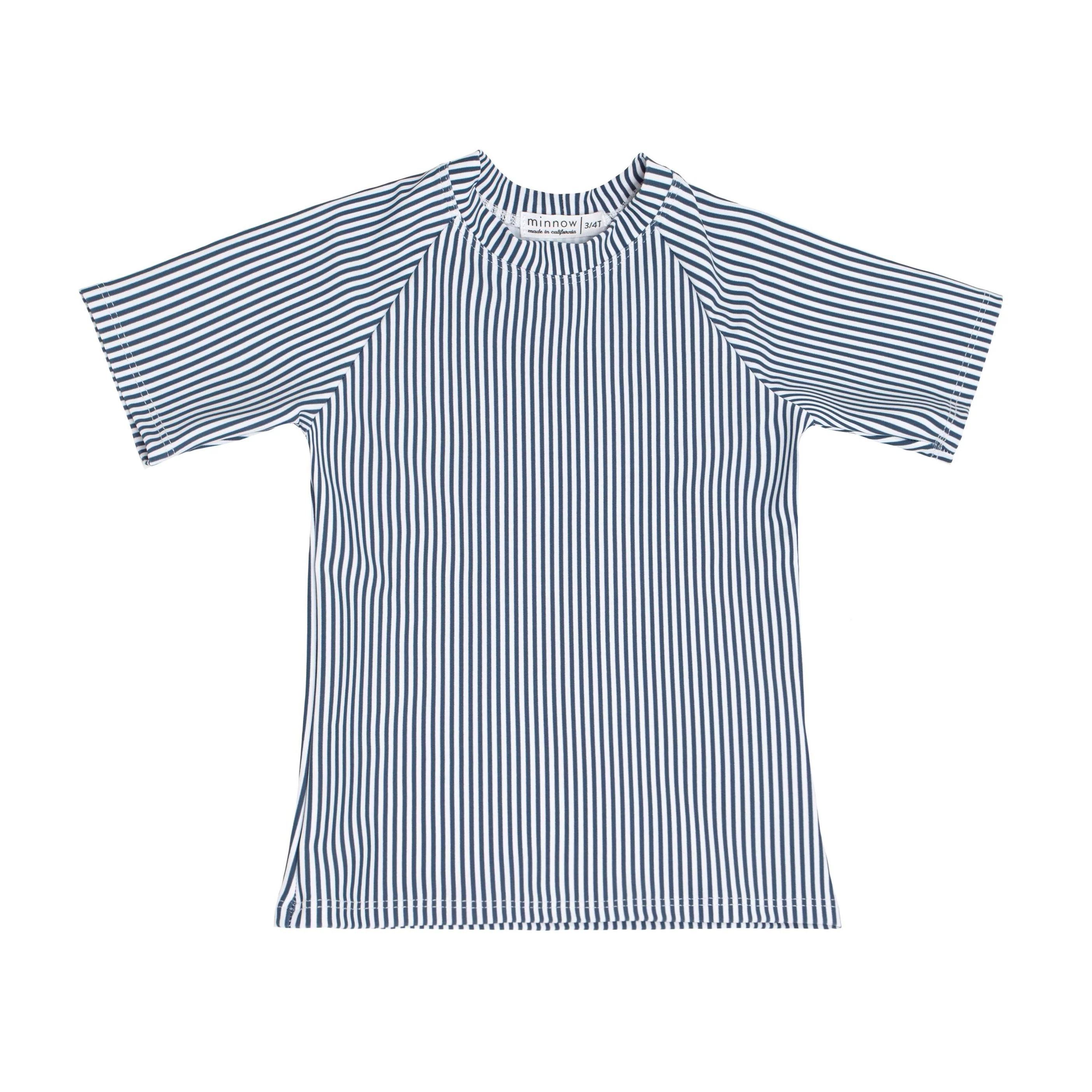 unisex navy stripe short sleeve rashguard | minnow