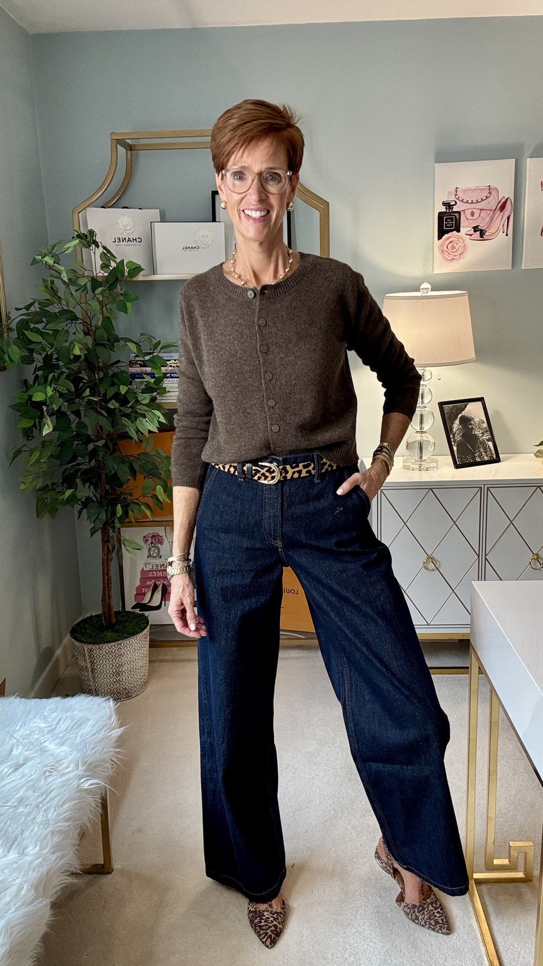 Classic doesn’t have to mean predictable.

Want the links sent to you? Comment SHOP and I’ll DM them!

A brown cashmere cardigan and dark wash wide-leg jeans could have stopped at “nice.” The leopard belt and flats are what make the outfit feel like me.

And that’s one of my favorite ways to wear cashmere for fall: start with the timeless piece, then add ONE thing that gives the outfit some personality.

At 56 and 6'1", I’m much more interested in building a wardrobe around pieces I’ll actually wear repeatedly than chasing something new every week. A cashmere cardigan earns its place because I can wear it buttoned as a sweater, open as a layer, dressed up with trousers or casually with jeans.

This week we’re talking all things cashmere: what’s worth considering, how I’m wearing it, and the sweaters that can actually become wardrobe workhorses.

Would you wear the leopard belt AND flats together, or choose just one?

SAVE this outfit for fall inspiration, SHARE it with your cashmere-loving friend, and FOLLOW for classic style, tall-friendly finds and clothes worth wearing on repeat.

#CashmereStyle #FallOutfitIdeas #StyleOver40 #TallWomenStyle

#LTKootd #LTKOver40 #LTKTall
