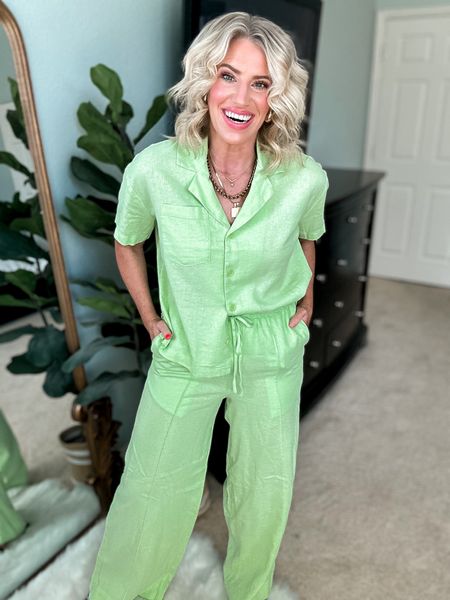Linen camp shirt + drawstring wide leg pants from Target 
Fits tts and wearing small
if carry weight in hips/belly size up 

#LTKxTarget #LTKstyletip #LTKfindsunder50