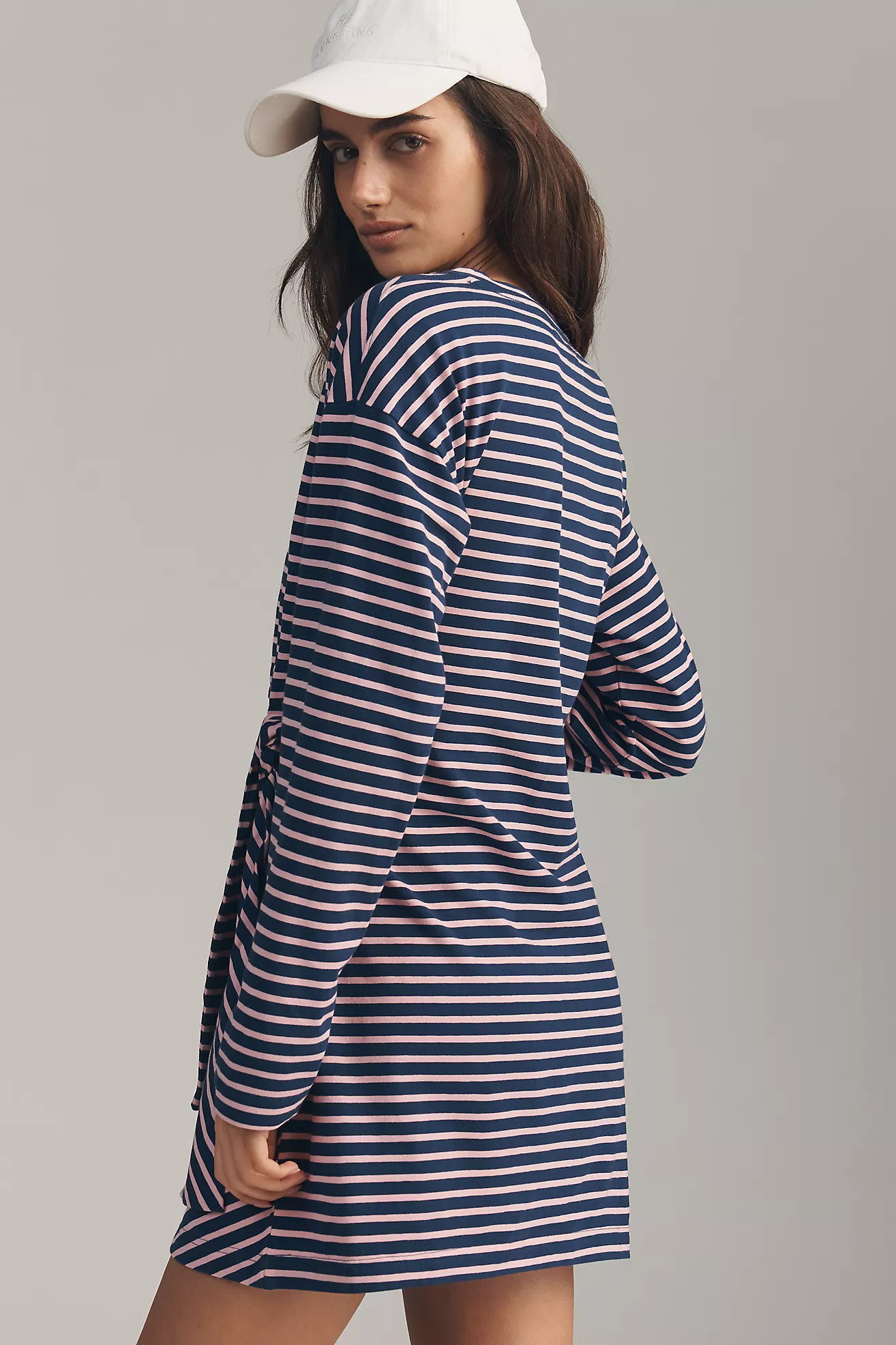 Daily Practice Striped Long-Sleeve Wrap Mini Dress | Anthropologie (US)