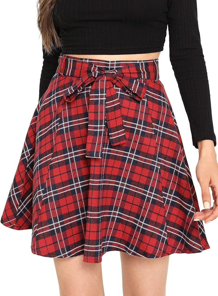 Milumia Women Plaid Casual Cheerleader Mini Pleated A Line High Waisted Skater Skirts | Amazon (US)