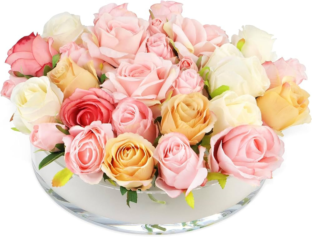Clear Acrylic Flower Vase Circle Floral Centerpiece Dining Table, Floral Arranger Round Decorativ... | Amazon (US)