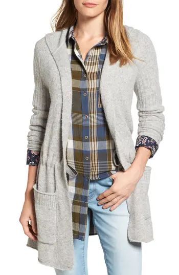 Women's Caslon Hooded Cardigan, Size X-Small - Grey | Nordstrom