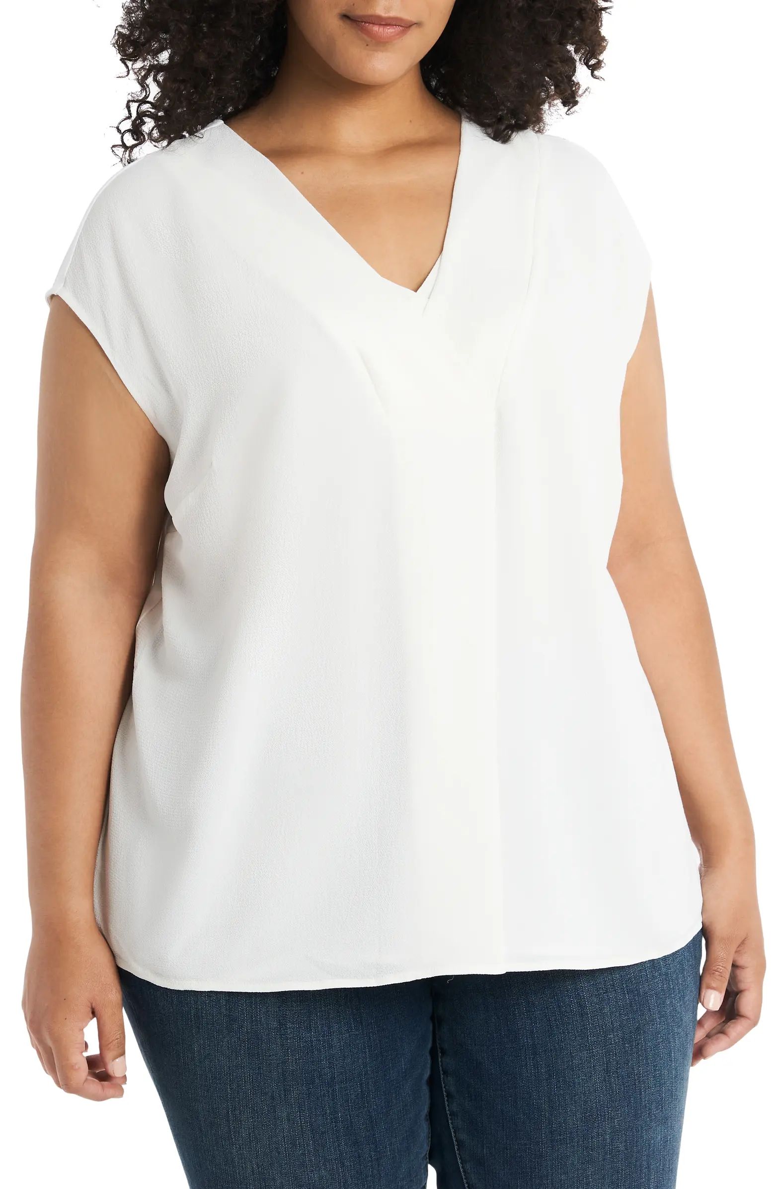 Vince Camuto Mix Media Sleeveless Top (Plus Size) | Nordstrom | Nordstrom