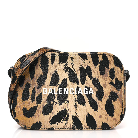Calfskin Printed Leopard XS Everyday Camera Bag Beige White | FASHIONPHILE (US)