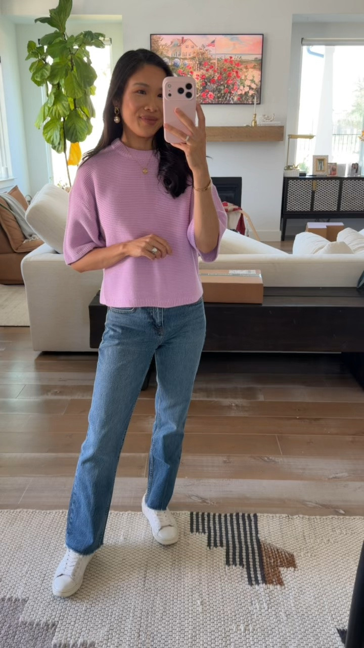 Late spring to early fall outfit with 100% cotton shirt styled with raw hem straight leg jeans that I’m wearing in size 24 short. Both on sale with the jeans being 25% off and the top is 20% off!

#LTKSaleAlert #LTKootd