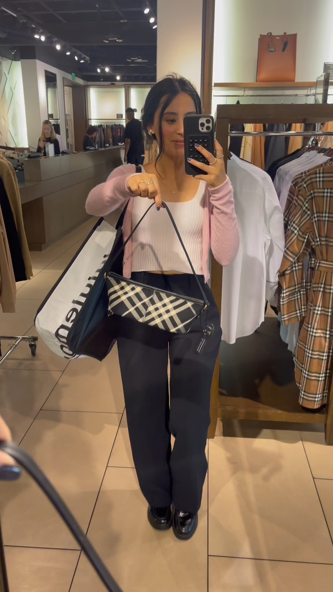 Got so many questions on this outfit so here are the details 🤍 xs cardigan from Aritzia. Brandy melville top so can’t link. Effortless pants in a 00 but could’ve done a 0 as well and loafers are old Marc fisher 🫶🏼