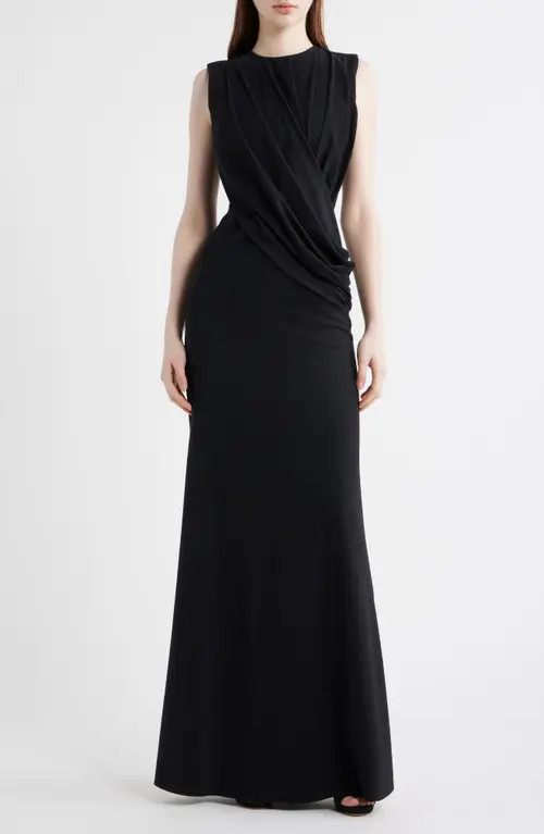 Chiara Boni La Petite Robe Frozy Ruched Sleeveless Gown in 37 Black at Nordstrom, Size 2 Us | Nordstrom