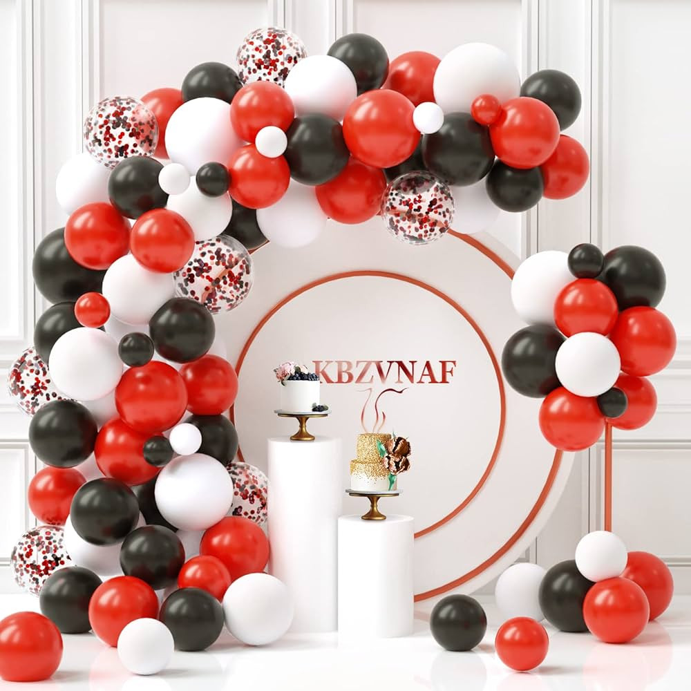 Black Red Balloons Garland Arch Kit - 120Pcs White Red Black Confetti Latex Balloons for Wedding ... | Amazon (CA)