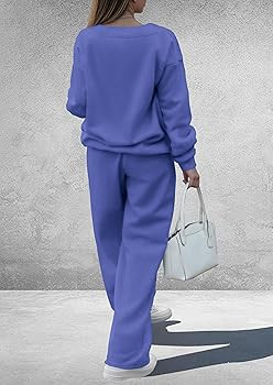 PRETTYGARDEN Casual Winter Two Piece Sets for Women 2026 V Neck Sweatshirt Loose Wide Leg Pants T... | Amazon (US)