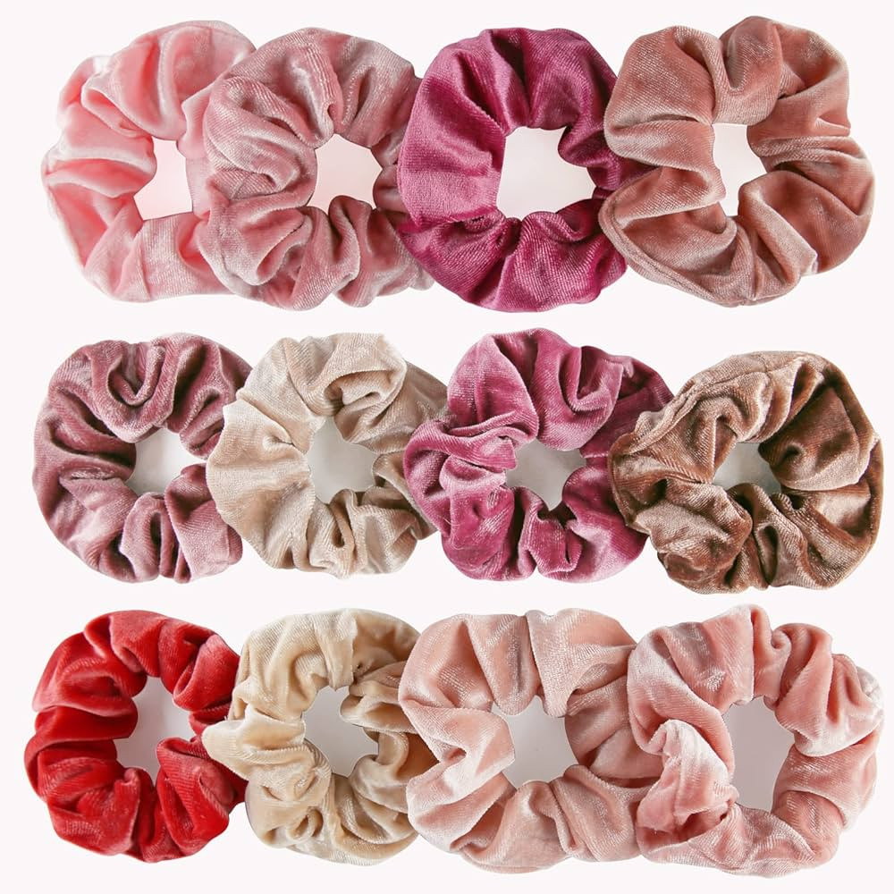 12 Pack Velvet Hair Scrunchies Scrunchy Hair Ties Elastic Hair Bands Ropes Scrunchie for Women or... | Amazon (US)