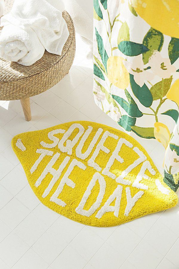 Squeeze The Day Bath Mat - Yellow at Urban Outfitters | Urban Outfitters (US and RoW)