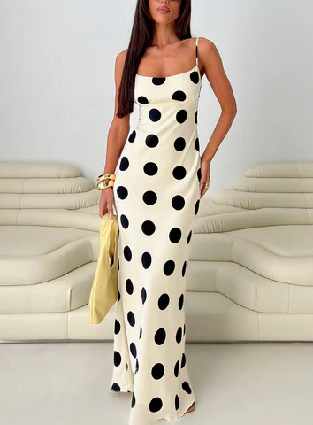 Avienna Maxi Dress Cream / Polka Dot | Princess Polly US