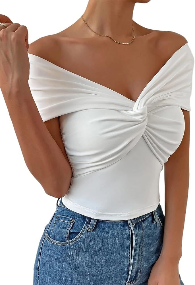 SOFIA'S CHOICE Women's Sexy Off Shoulder Tops Summer Short Sleeve T Shirt | Amazon (US)
