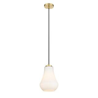 Innovations Fairfield 1-Light Satin Gold Shaded Pendant Light with Matte White Glass Shade 490-1P... | The Home Depot