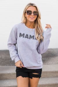 Mama Animal Print Grey Sweatshirt | The Pink Lily Boutique