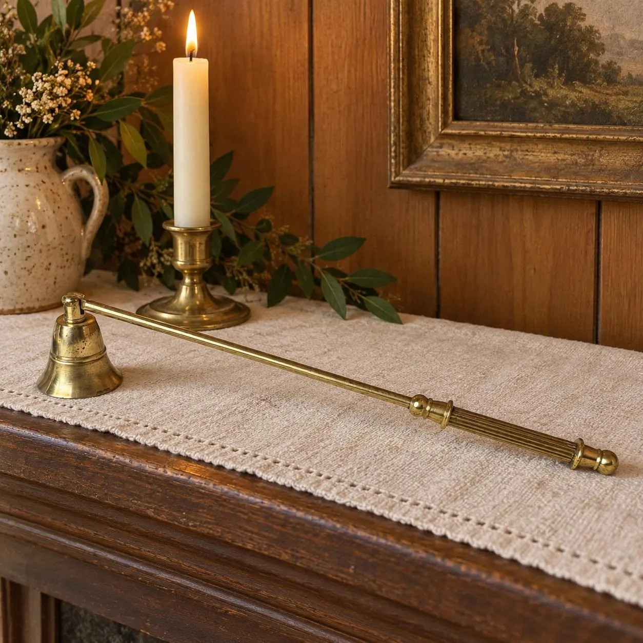 Vintage Brass Candle Snuffer 11 Inch Long Ribbed Handle Fireplace Decor | Etsy (Global)
