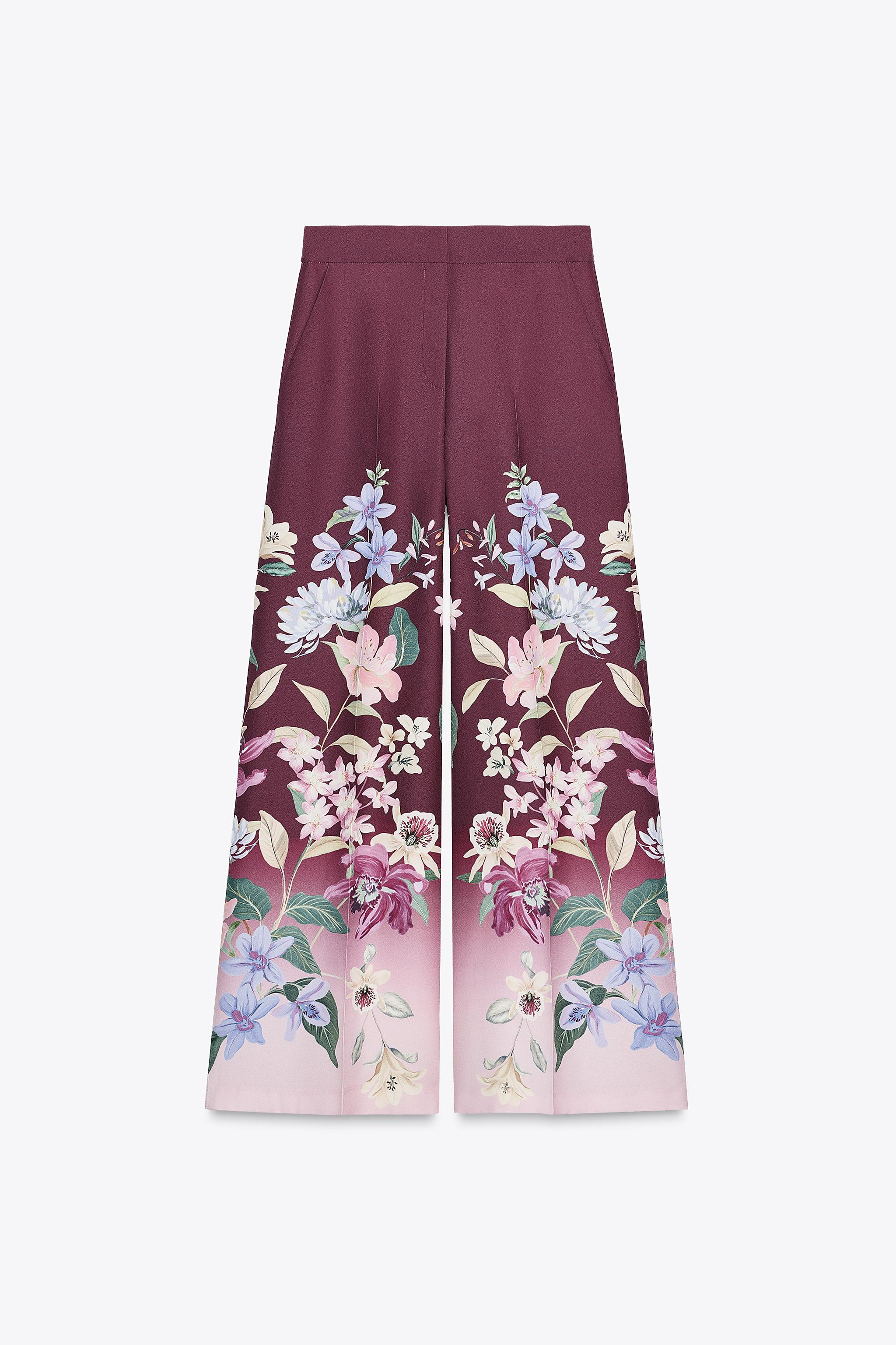 FLORAL PRINT WIDE LEG PANTS | Zara US