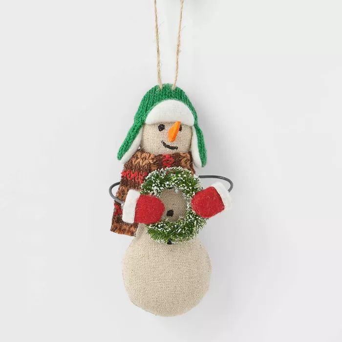 Snowman with Wreath Christmas Tree Ornament - Wondershop&#8482; | Target
