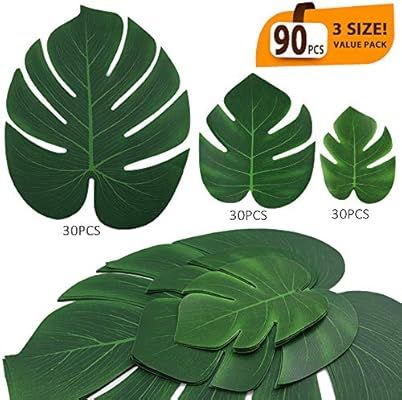 ElaDeco 90 Pcs Artificial Tropical Palm Leaves Luau Party Decoratio… | Amazon (US)