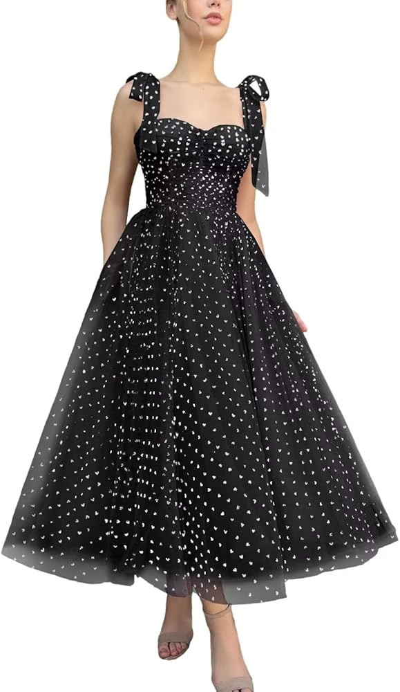 Zepumen Heart Tulle Prom Dresses for Women 2025 Spaghetti Straps Tea Length Formal Evening Party ... | Amazon (US)