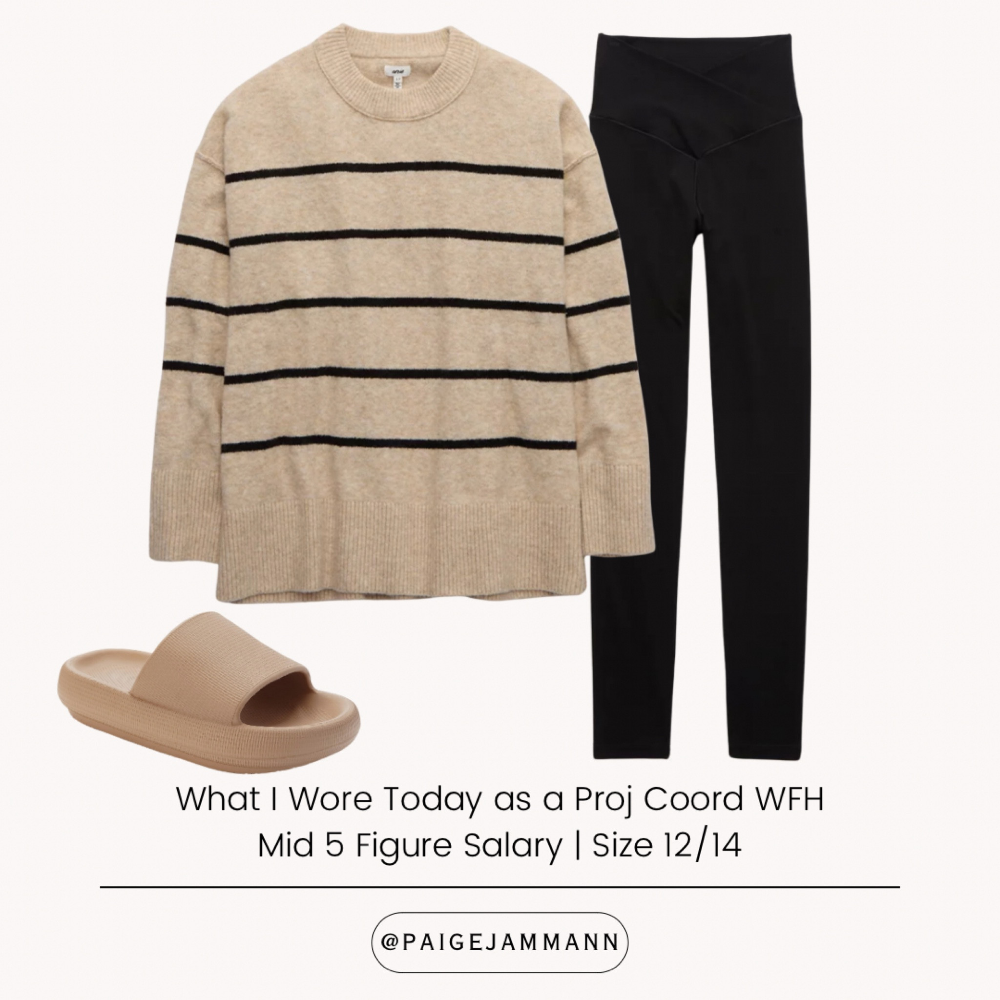 Work from home outfit, realistic work from home outfit, realistic outfit, affordable work from home, affordable outfit, comfortable leggings, house shoes, striped sweater

#LTKmidsize