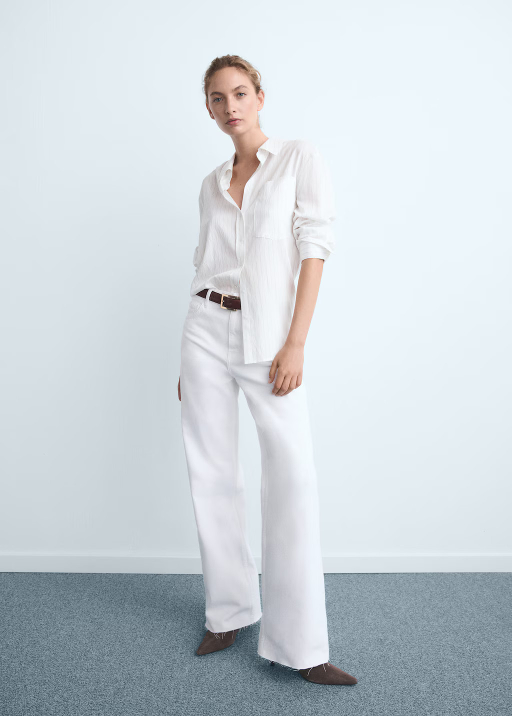 Danila high-waisted wide-leg jeans white - Woman - 18 - MANGO | MANGO (UK)