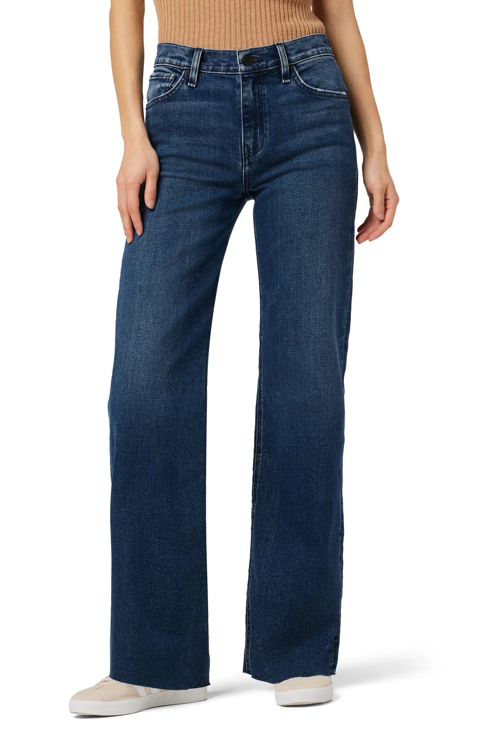 Hudson Jeans Rosie Raw Hem High Waist Ankle Wide Leg Jeans | Nordstrom | Nordstrom