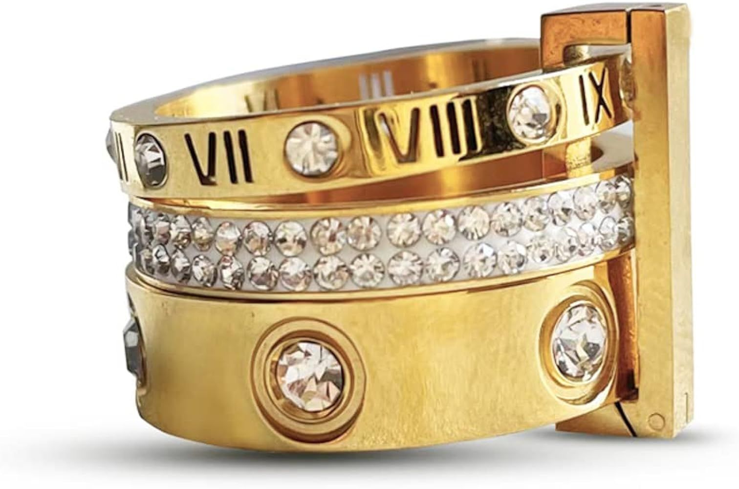 YIKOXI Love Friendship Gold Rings Set for Women 18K Gold Plated Titanium Steel Dainty Cubic Zirco... | Amazon (US)