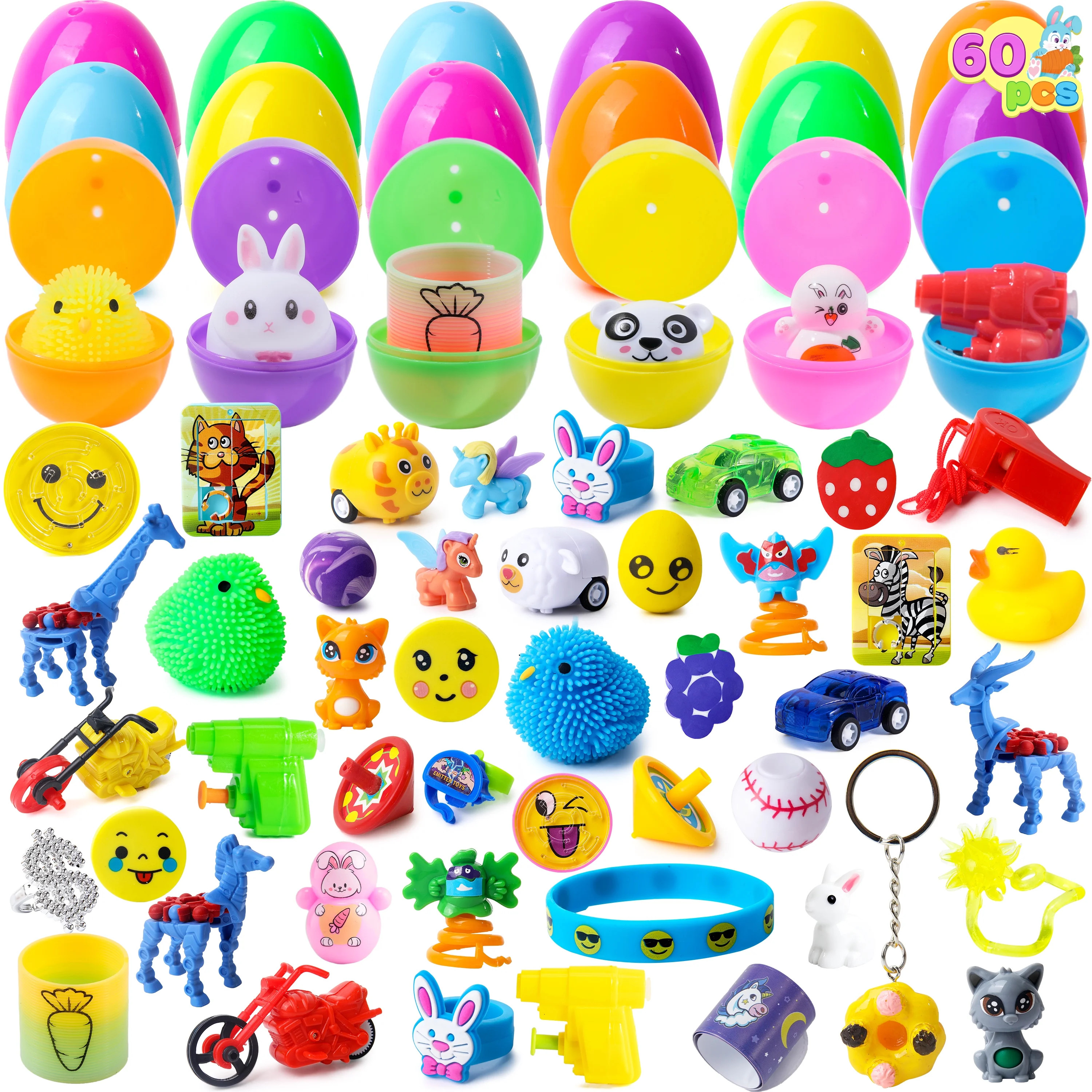 JOYFY 60 Packs Prefilled Easter Eggs with Assorted Toys,2.4" Easter Egg Bulk for Kids,Easter Eggs... | Walmart (US)