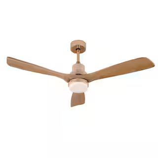 OUKANING 48 in. Integrated LED Indoor Reversible 6 Speeds Smart Timing Light Brown Ceiling Fan wi... | The Home Depot