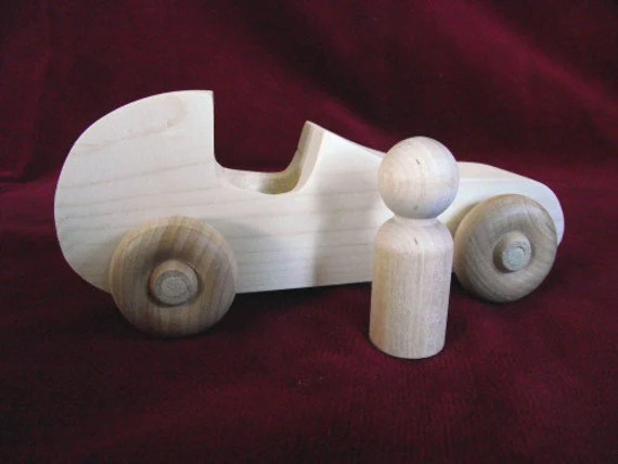 Race Car with Peg Doll Driver, Unfinished Pine and Hardwood | Etsy (US)