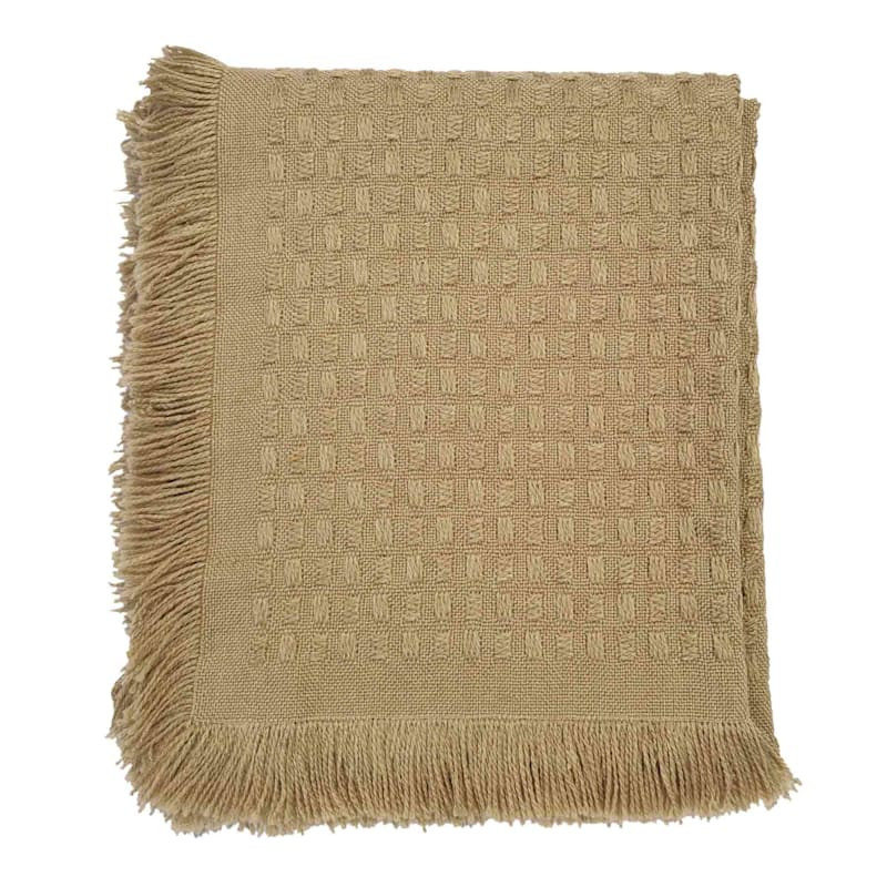 Tan Frayed Edge Woven Throw Blanket, 50x60 | At Home