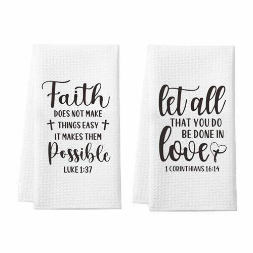 Christian Gifts for Women Men, Bible Verse Scripture Kitchen Towels with Inspirational Thoughts & Prayers, 2Pcs Religious Dish Towels, Housewarming Birthday Gifts for Christians | Amazon (US)